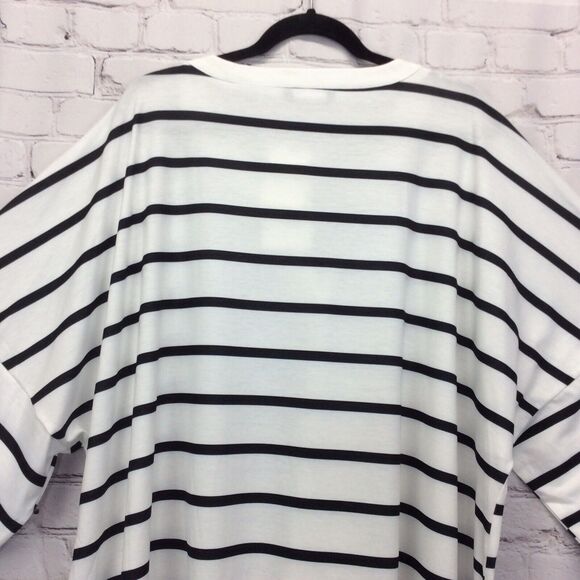 Bloomchic T Shirt Womens Plus Size 26 Black White Striped Oversized V Neck Beach - Picture 7 of 10
